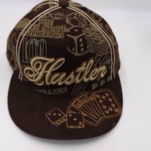 K & B Ethos Vintage Y2K Streetwear Hustler Brown Hat Cap Lid Cards Gambling Dice